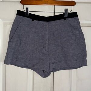 Sandro Blue Cotton/Linen High Waist Shorts